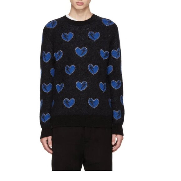 Saint Laurent Black Heart and Lightning Bolt Sweater - Picture 1 of 7
